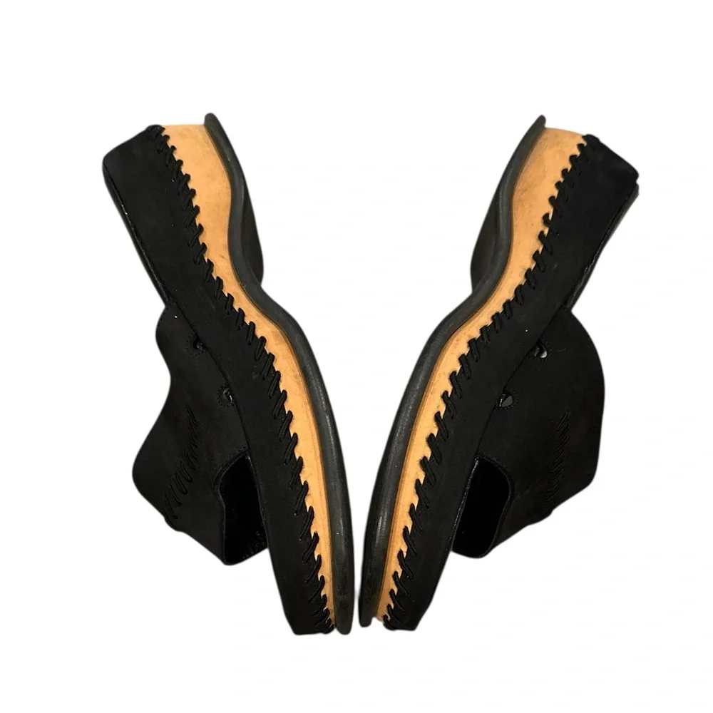 ROBERT CLERGERIE BLACK PLATFORM SLIPON SANDAL PLATFORM SHOES
